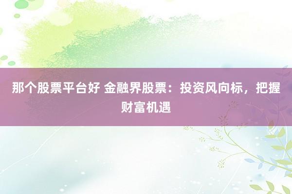 那个股票平台好 金融界股票：投资风向标，把握财富机遇