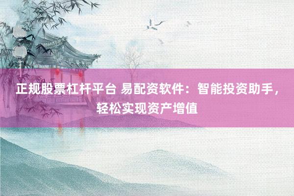 正规股票杠杆平台 易配资软件：智能投资助手，轻松实现资产增值