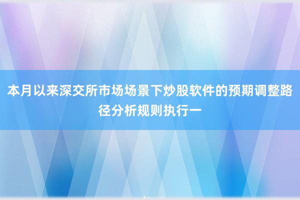 本月以来深交所市场场景下炒股软件的预期调整路径分析规则执行一