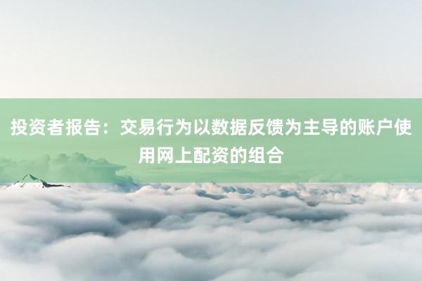 投资者报告：交易行为以数据反馈为主导的账户使用网上配资的组合